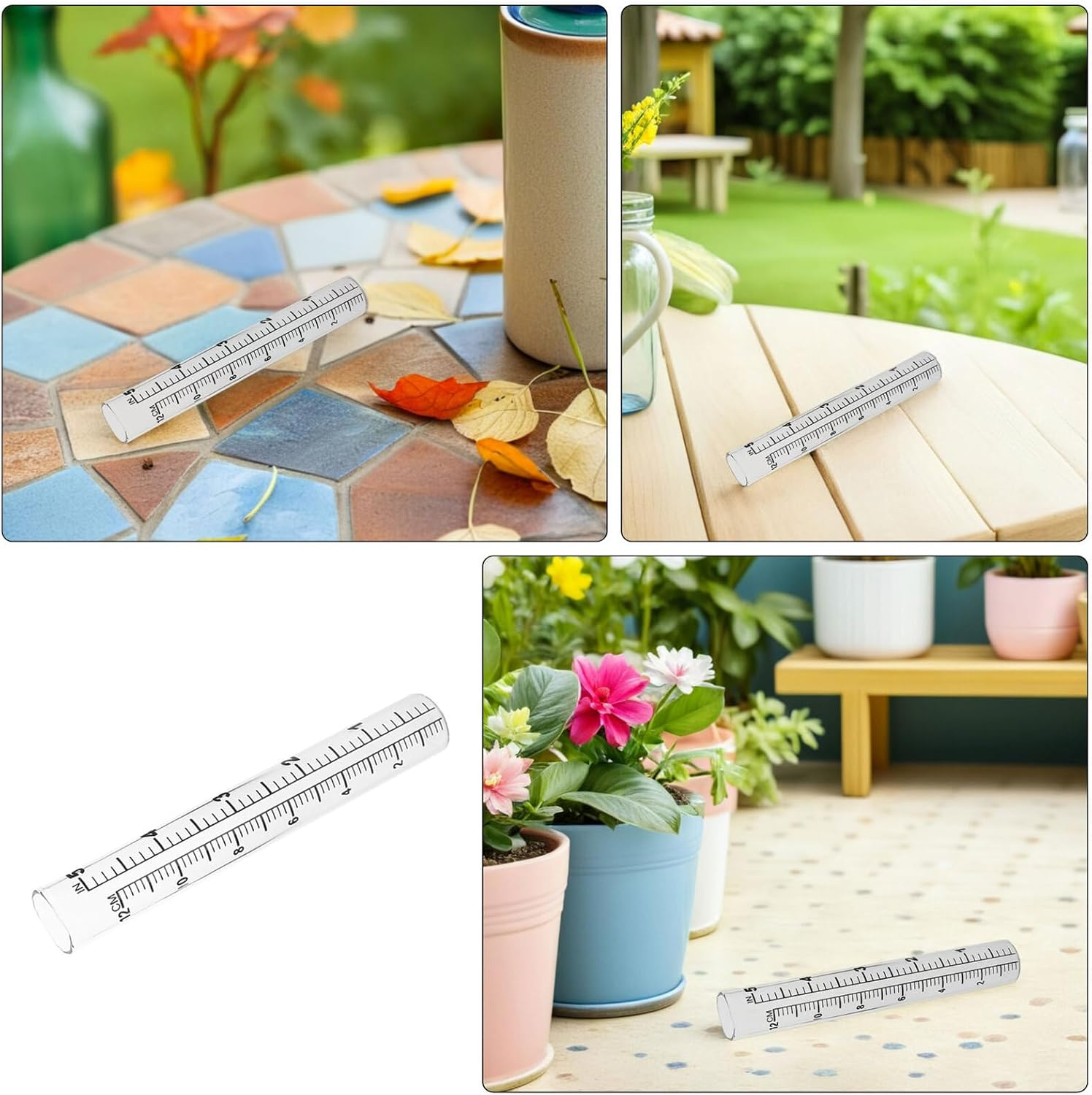 Ifundom 4PCS Glass Rain Gauge Replacement Tubes, Rain Meter Cylinders for Outdoor Yard Garden, Accurate Rainwater Measuring Cylinders for Weather and Lawn Monitoring