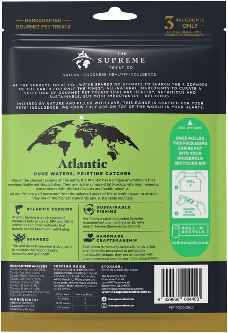 Supreme Treat Co. Cat Treat. Herring Bites with Seaweed. 50G image number 1