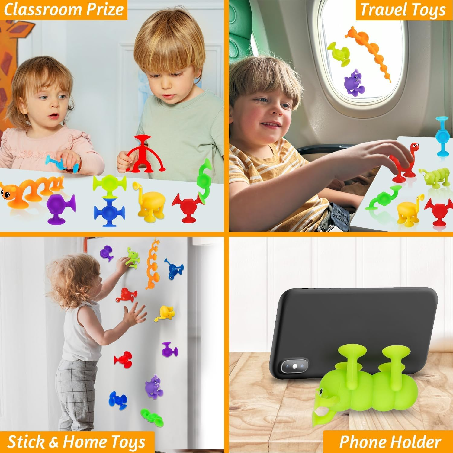 32PCS Suction Cup Toys Kids Bath Toy Party Favor Goody Prize Filler Stuffer End of Student Gift for Boy Girl Toddler Travel Toy Sensory Window Water Table Toy with Eggshell Storage image number 3