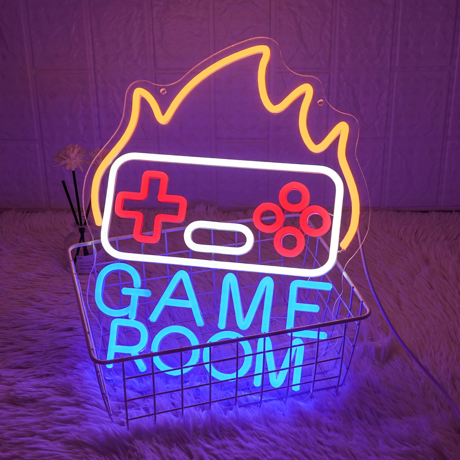 LMSIGNLY Game Room Neon Sign for Wall Decor Gamer Neon Light Flame Neon Light Sign Gaming LED Sign Blue Letter Neon Signs for Bedroom Teen Boys Bedroom Home Game Zone Competition Decor image number 4