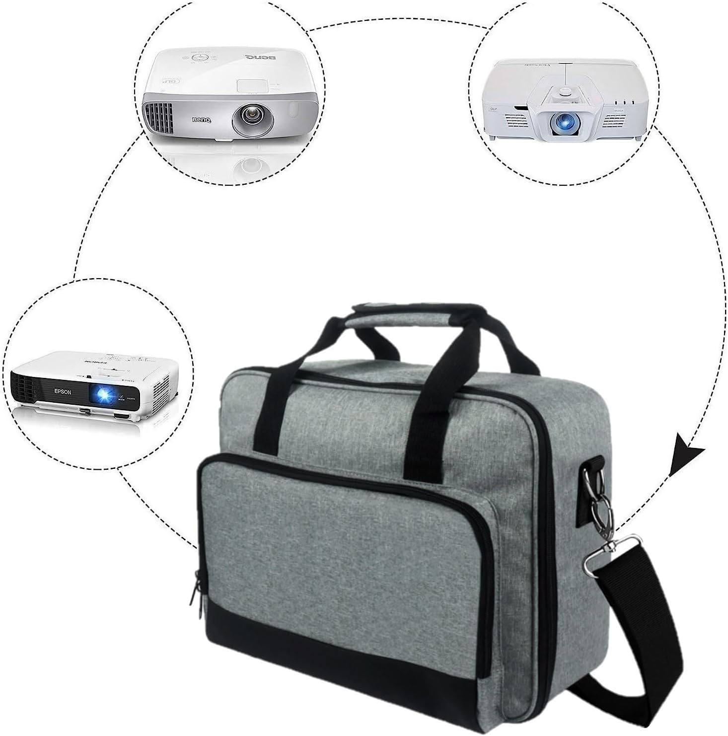 Projector Bag for Projector, Projector Travel Bag, Portable Projector Bag, Projector Carry Bag, Projector Bag with Shoulder Strap, Compatible with Most Large Projectors image number 6