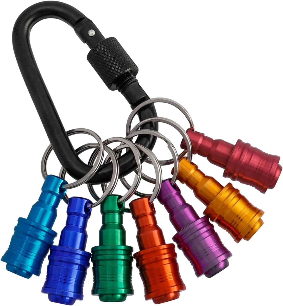 1/4 Inch Hex Shank Screwdriver Bits Holder Extension Bar Keychain Drill Screw Adapter 7 In-1 Quick Release Screw Driver Bit Holder with D Lock Black Carabiner image number 2