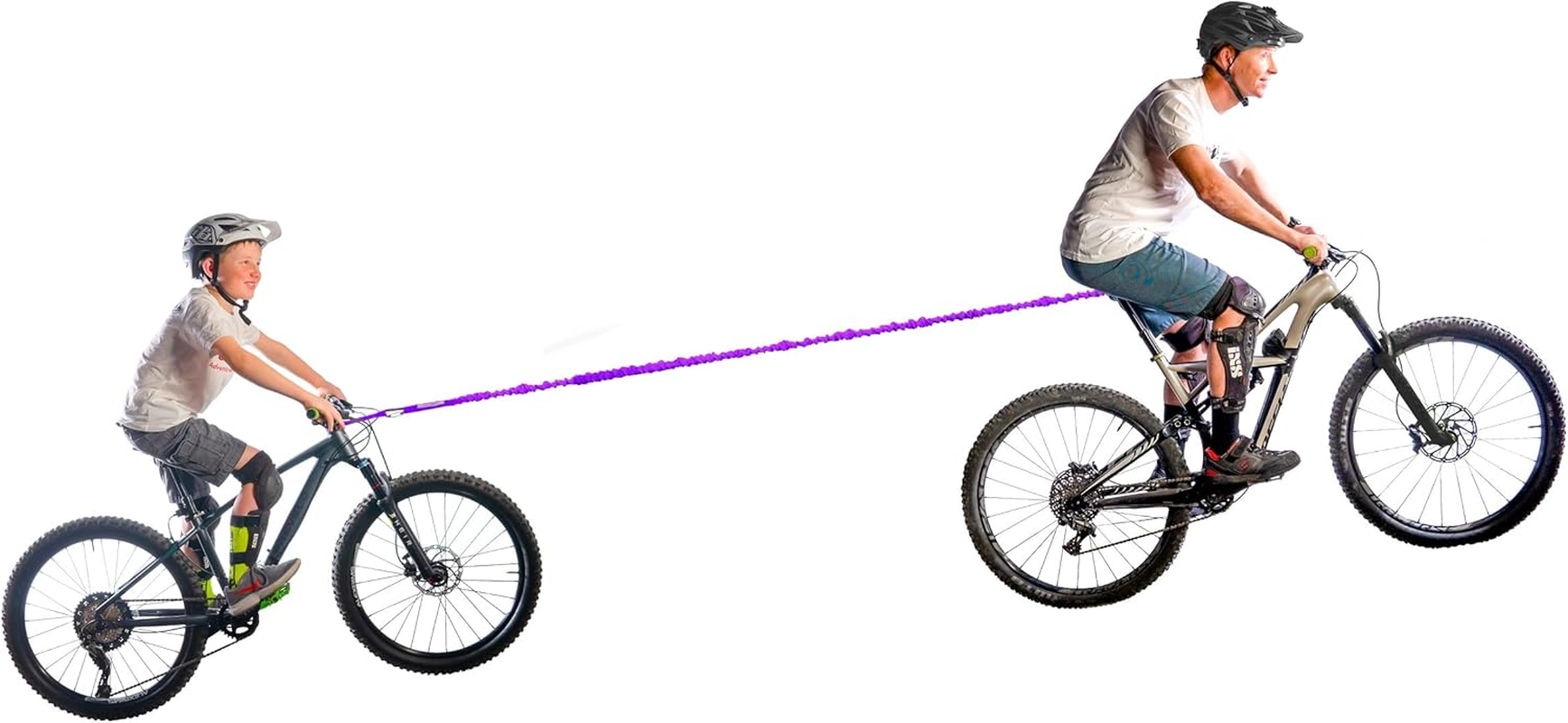 Towwhee - the Original Bike Bungee Tow Rope for Kids | MTB & Cycling Stretch Pull Strap for Riding Further with Your Child | (Kids Original Purple Connect Strap) - Made in the USA image number 1