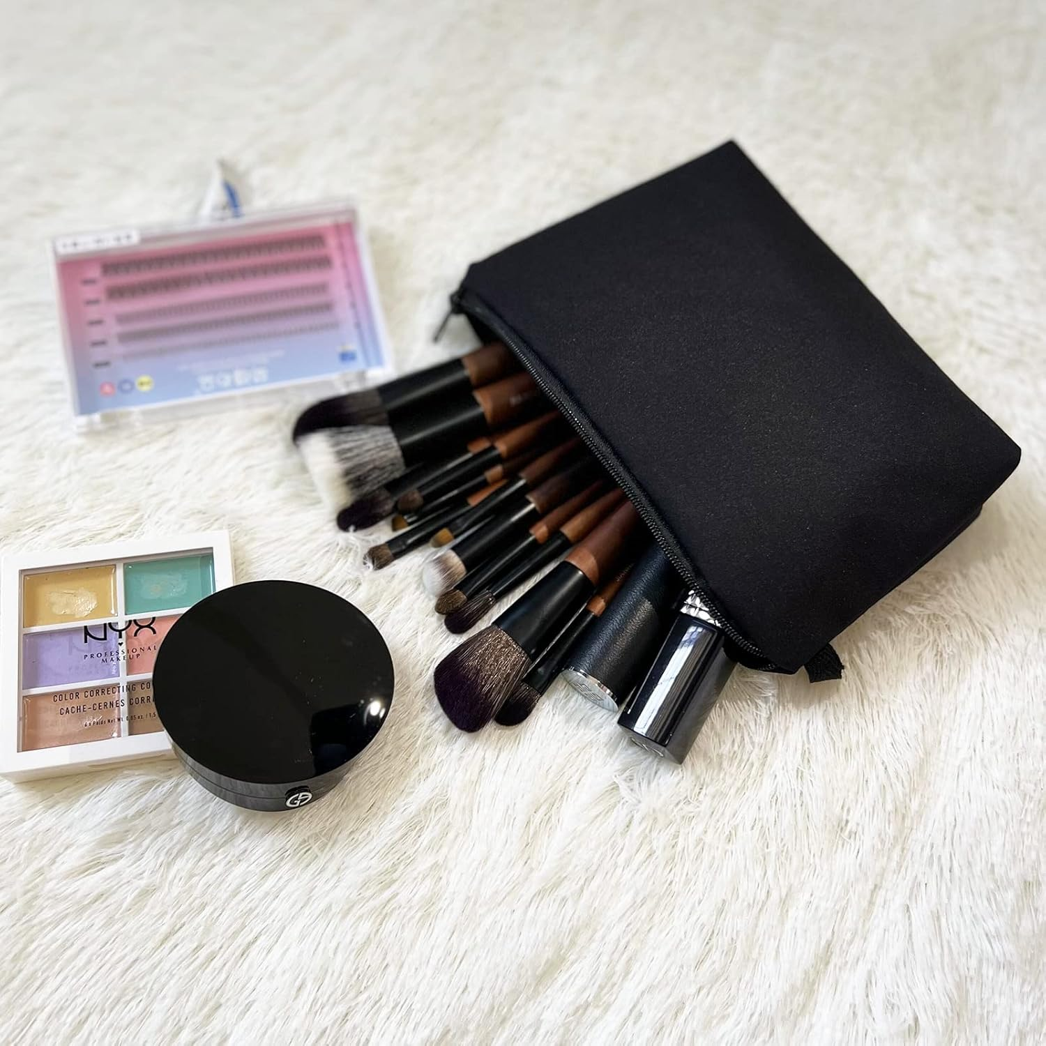 FUMAFI Lazy Makeup Bag Travel Cosmetic Organizer, Black, Simplicity