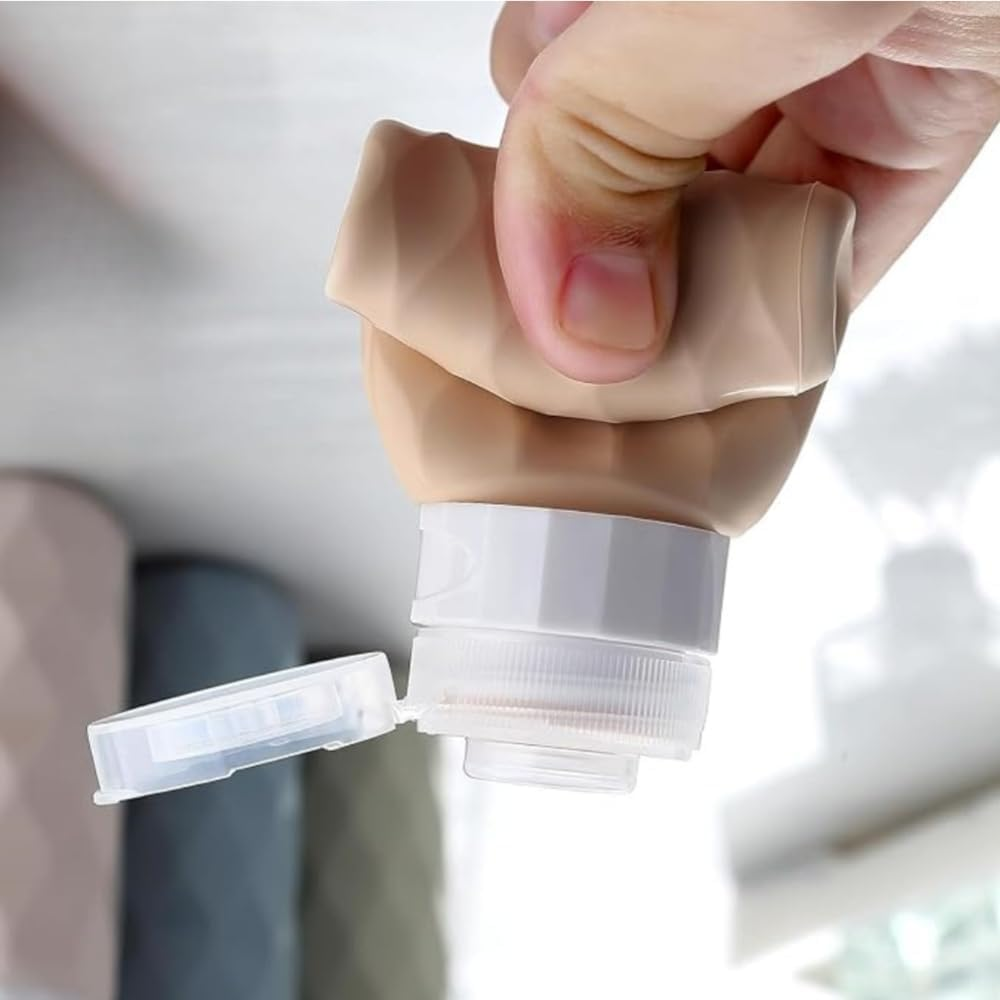 Travel Bottles for Toiletries with Labels, 90 Ml Silicone Travel Bottles Set with Clear Zipper Toiletry Bag, Leakproof Refillable Squeeze Travel Size Containers for Shampoo Conditioner (Cream)