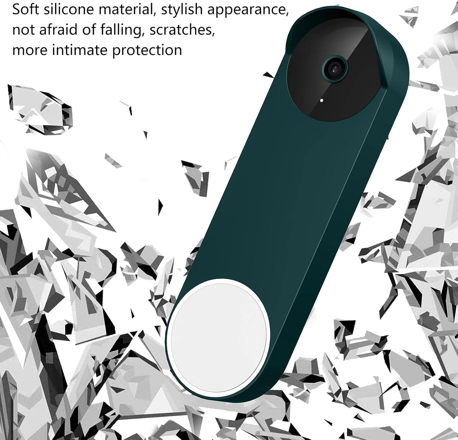 Silicone Protective Case Compatible for Doorbell, Waterproof Protective Silicone Doorbell Skin Case, Professional Accessories Designed for Google_Smart Doorbell - Black image number 7