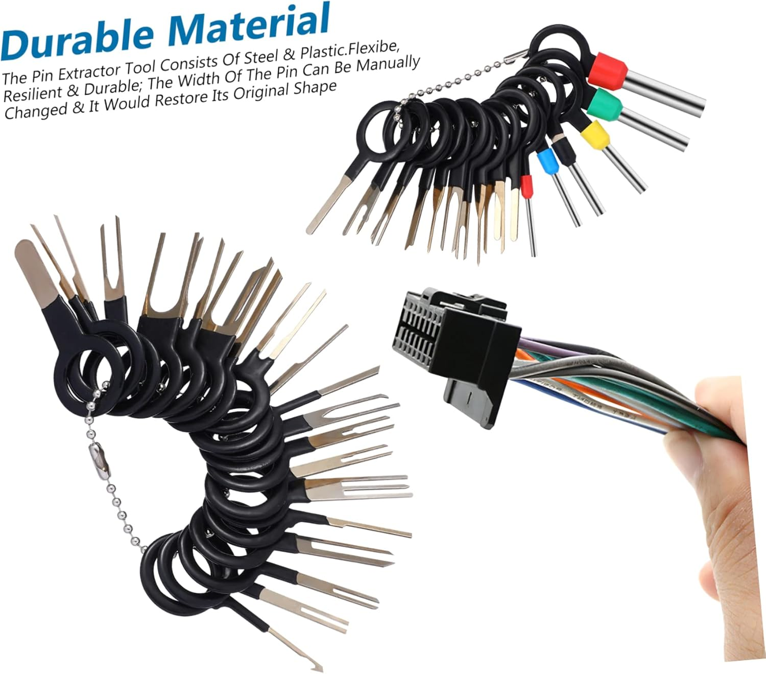 JECOMPRIS 76Pcs Tool Terminal Ejector Connector Pin Extractor Wire Harness Depinning Terminal Injector Kit Terminal Ejector Extractor Wire Removal image number 5