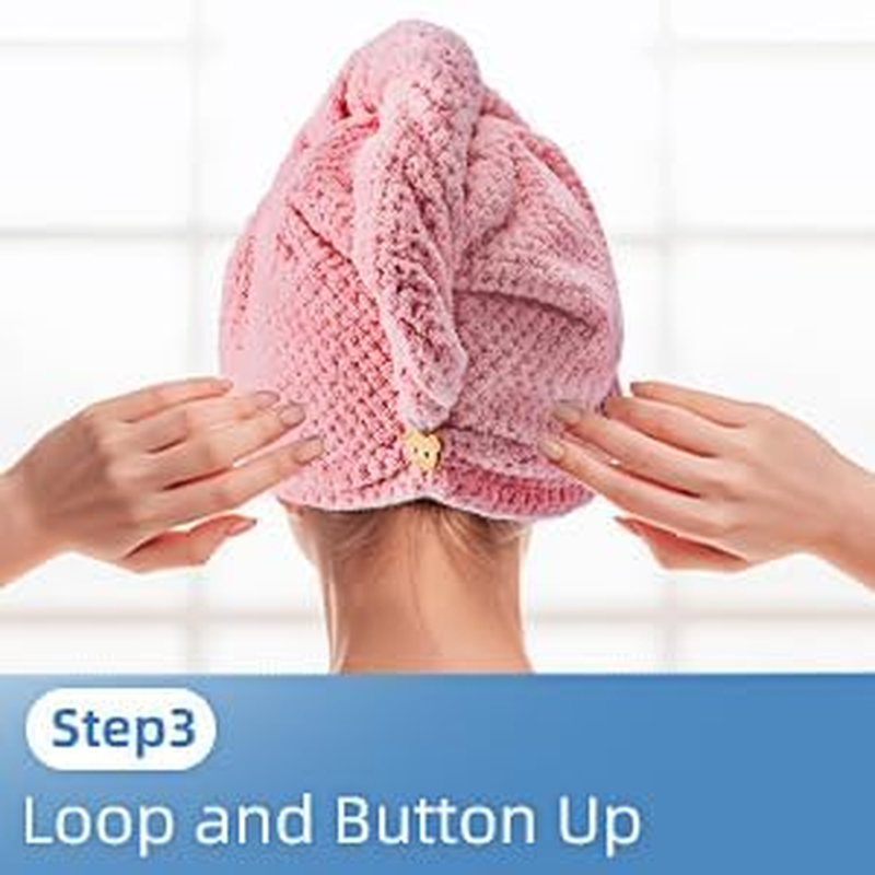 3 PCS Microfiber Hair Towel, Hair Wraps for Women Wet Hair, Fast Drying Hair Turban, anti Frizz Head Towels Wrap for Curly Hair (Multiple Colors, 25 * 65CM)