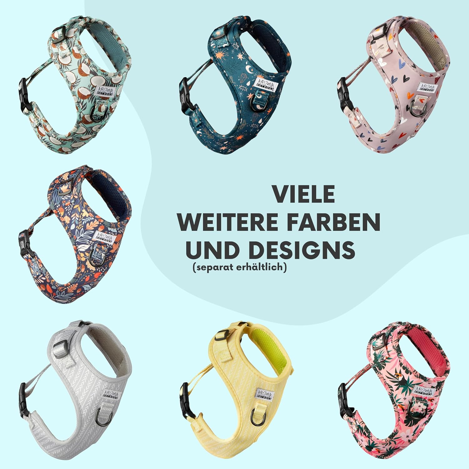 Dog Harness for Smaller Dogs Arizona Hotdogs Soft Harness Fall in Love Colourful Leaf Pattern (S) image number 1