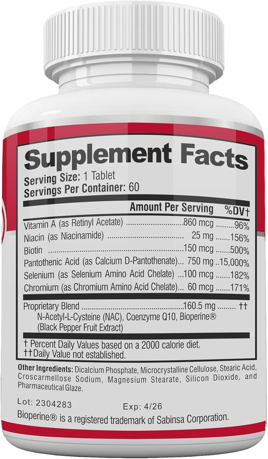 Acnetame Pills- Vitamin Supplements for Acne Treatment- Natural Clear Skin from Hormonal Cystic Pimples- Oily Skin Vitamins Pill for Women, Teen, Men, & Adults 60 Tablets image number 6