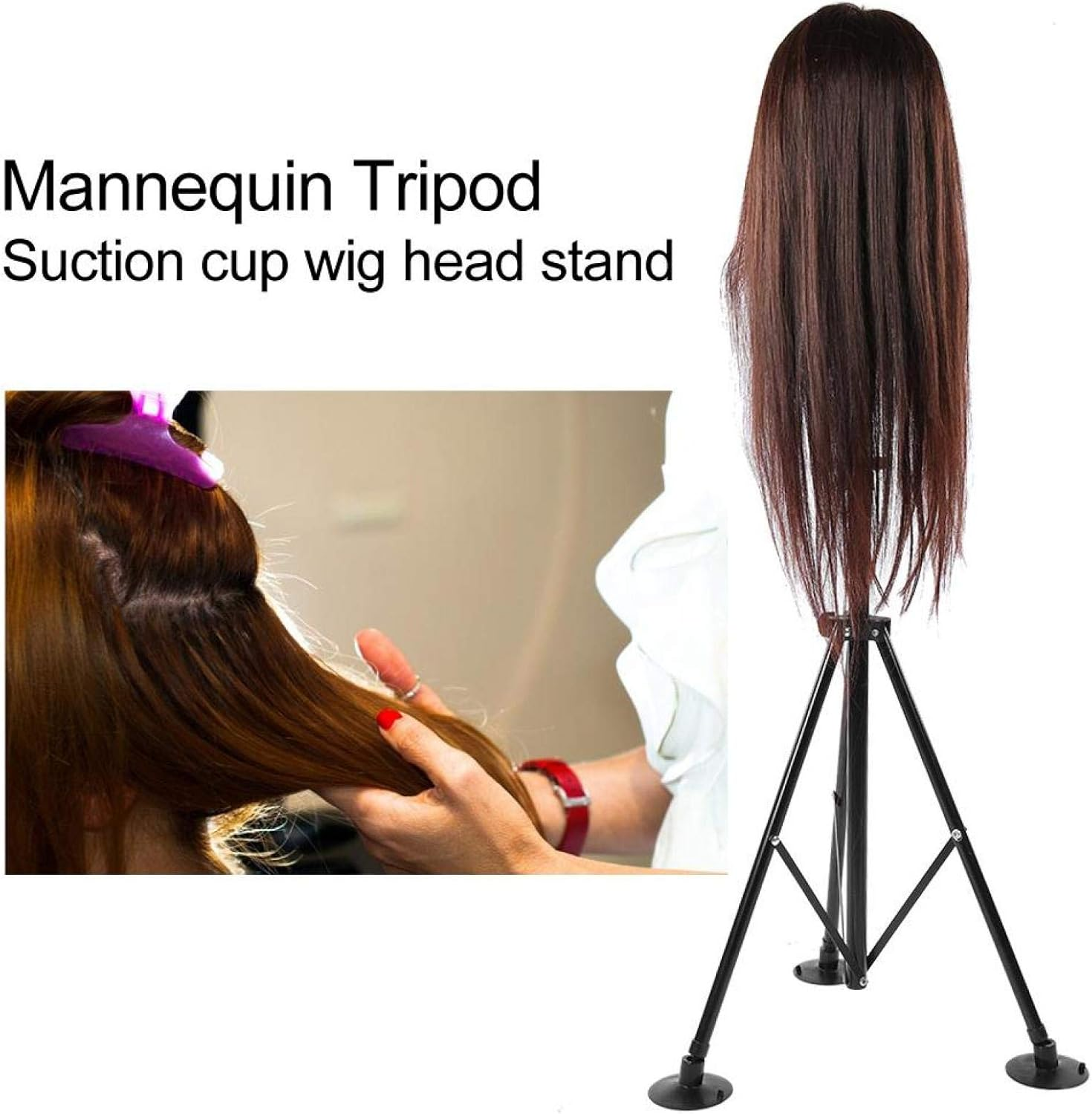 Strong Mannequin Tripod, Wig Head Stand, for Hair Salons Home School Barbershopsblack