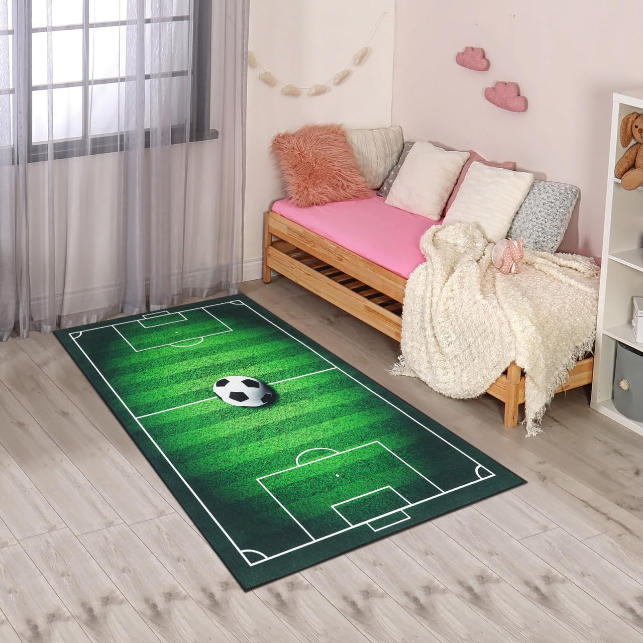 GANAZONO Soccer Area Rug Football Field Kids Play Carpet Home Decor Kids Rug Soccer Field Rug Carpet for Boys Bedroom image number 4