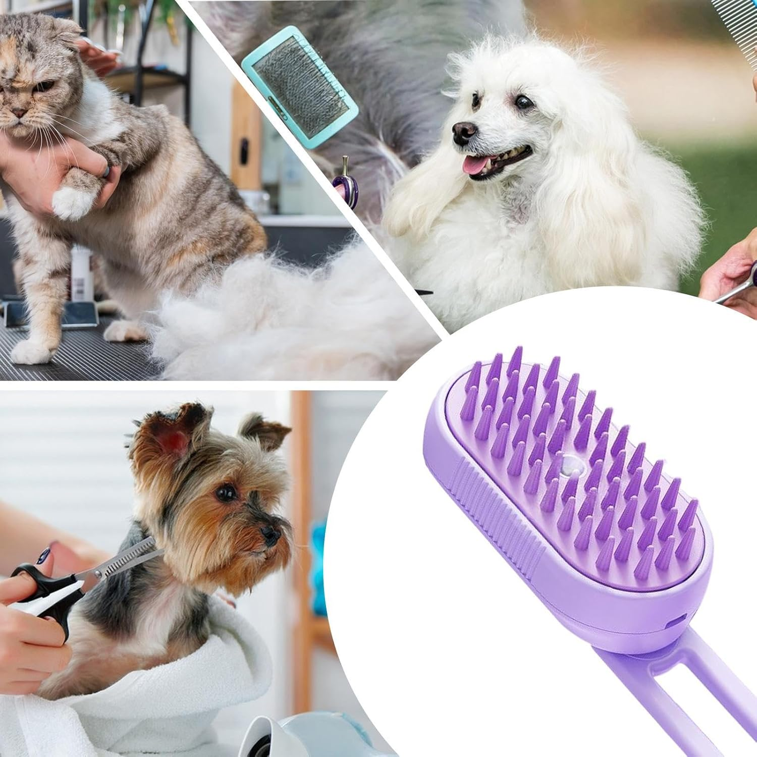 Dog Steamy Brush for Shedding | Anti-Static 4-In-1 USB Cat Comb,Pet Comb Supplies for Bathroom Indoor Bath Apartment Birthday Cage Shower Holiday image number 6