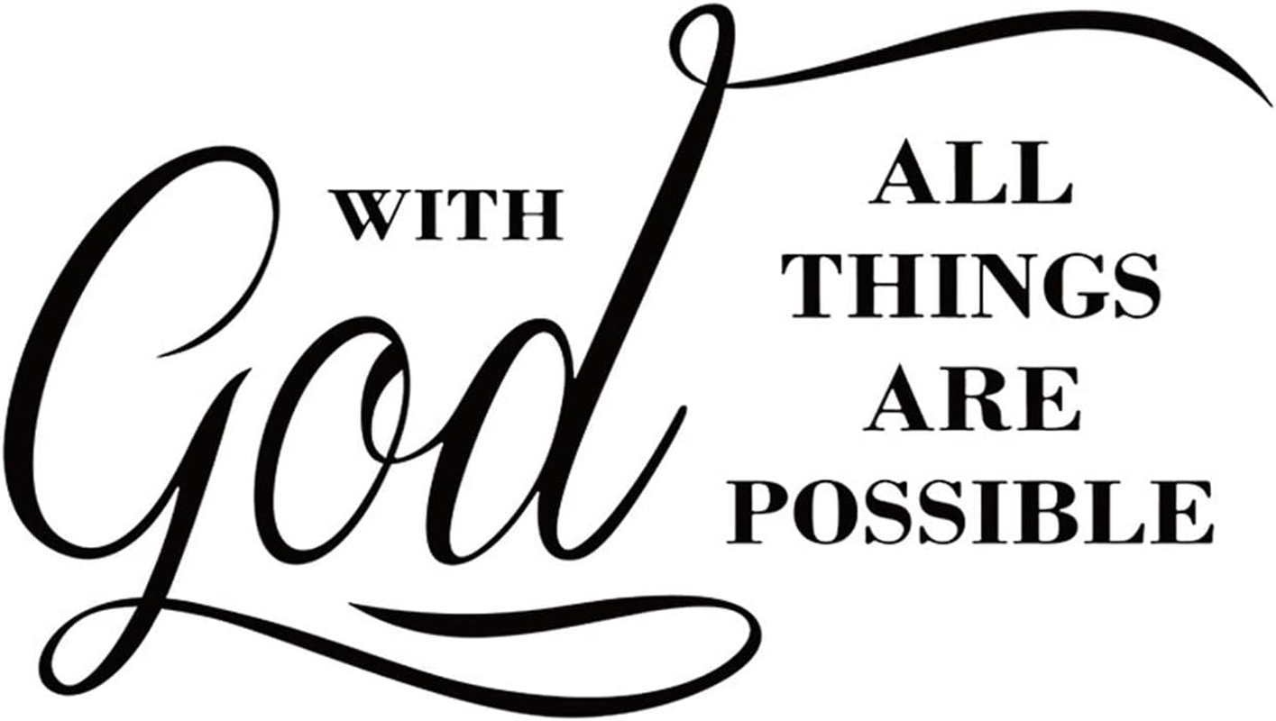 INCAUCA with God All Things Are Possible Religious Vinyl Wall Decals, Vinyl Wall Stickers Wall Decal Motivation Lettering Saying Wall Art, Inspirational Quote Wall Art Stickers (Black) image number 2