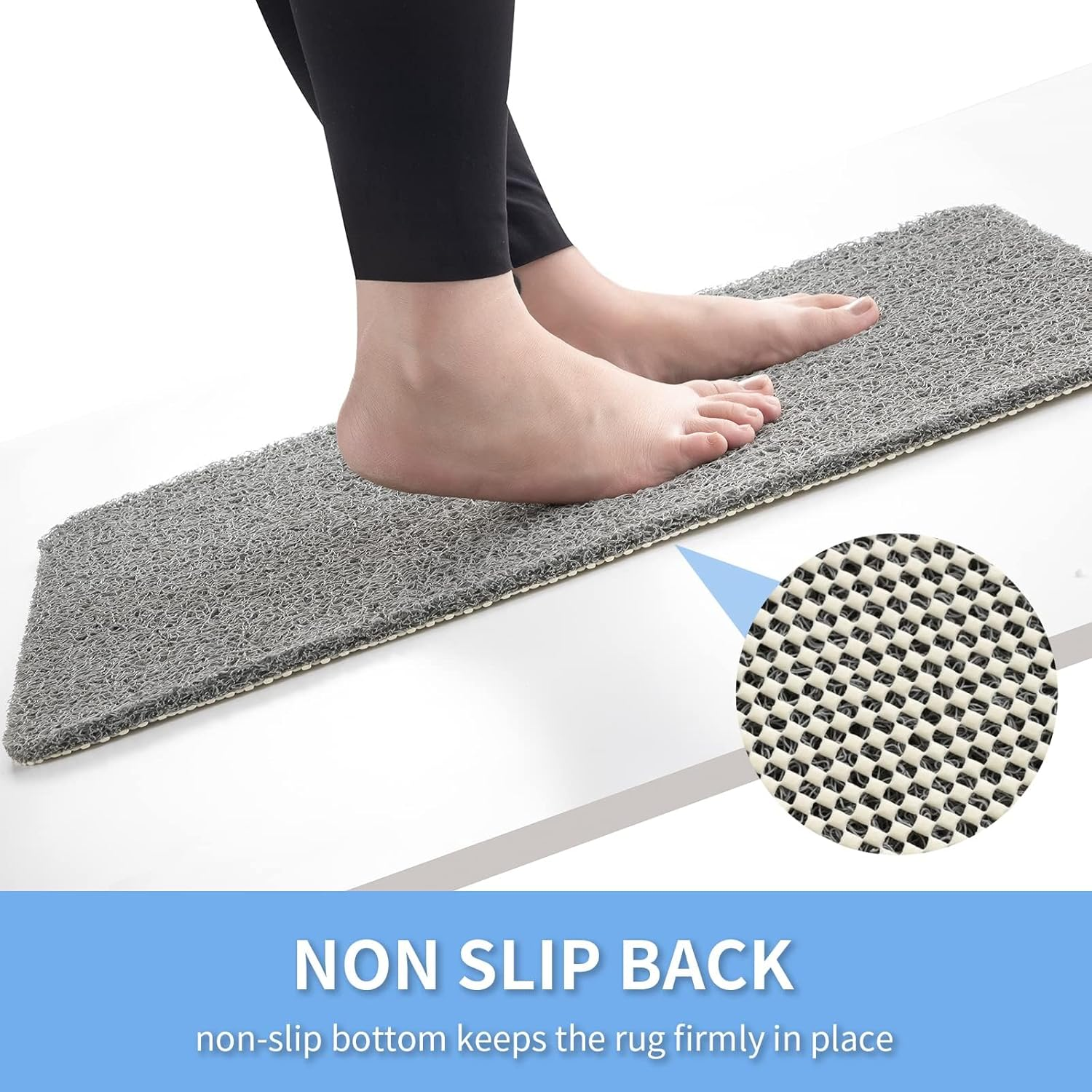 Non-Slip Shower Mat - Comfort Bath Tub Mats with Drain - PVC Loofah Bathroom Floor Mat for Wet Areas - Easy to Clean-Quick Drying (Grey, 40 X 100Cm) image number 5