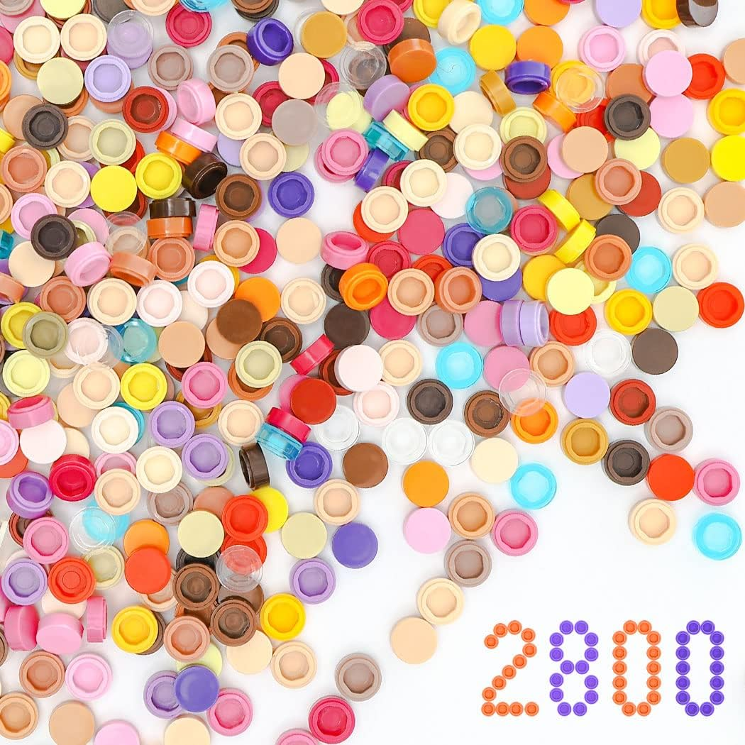 Etarnfly 2800PCS Pixel Bricks, 1X1 round Plates - 28 Colors Building Blocks Parts and Pieces - Pixel Arts Dots Bulk Studs Accessories Kit Compatible with Major Brand 98138, Multicolored 2