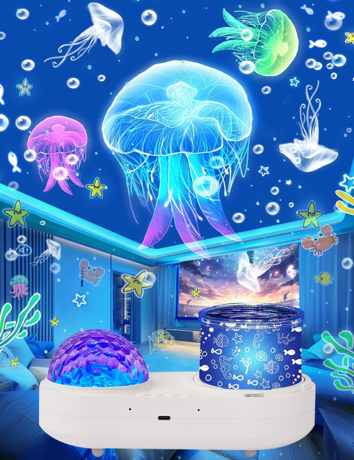 Ocean Wave Projector, Projector Night Light for Kids Bedroom, Ceiling, 10 Color Sea Waves + 21 Films, Ocean Light Projector with Timer 360&deg; Rotation for Kids Girls, Birthday, Christmas, Room Decor image number 3