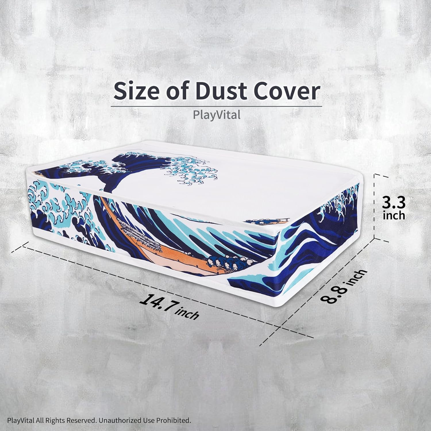 Playvital Horizontal Dust Cover for Ps5 Slim Digital Edition(The New Smaller Design), Nylon Dust Proof Protector Waterproof Cover Sleeve for Ps5 Slim Console - the Great Wave