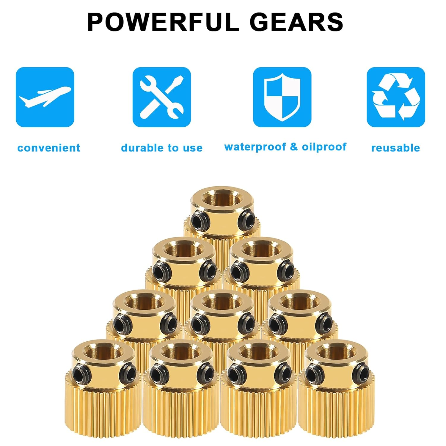 DIANN 10Pcs 40 Teeth Extruder Drive Gear Wheel Brass Compatible with 3D Printer Ender 3 V2/ Ender 3/ Ender 3 Pro/Ender 5/ CR-10/10S 20/20 Pro image number 1