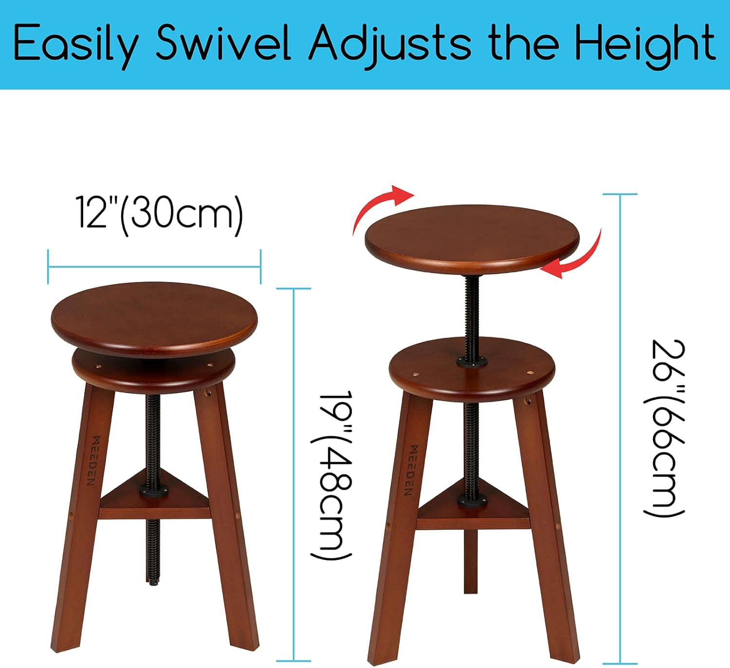 MEEDEN Vintage Drafting Table, Wood Drafting Stool, Artist Drafting Chair, Drawing Table Desk with Adjustable Height, Tiltable Tabletop for Artwork, Graphic Design, Writing image number 4