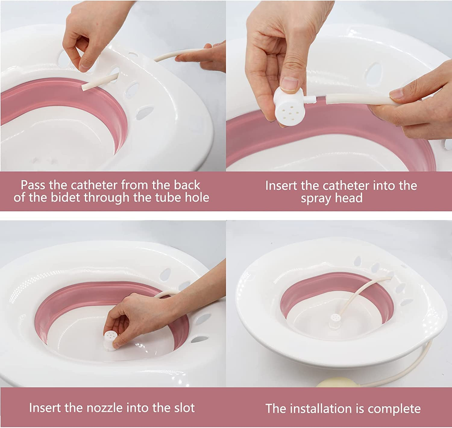 Foldable Sitz Bath for Toilet, Portable Sitz Bath Basin with Flusher, Steam Seat Bidet for Postpartum Care, Hemorrhoids Recovery, Vaginal/Anal Inflammation image number 4