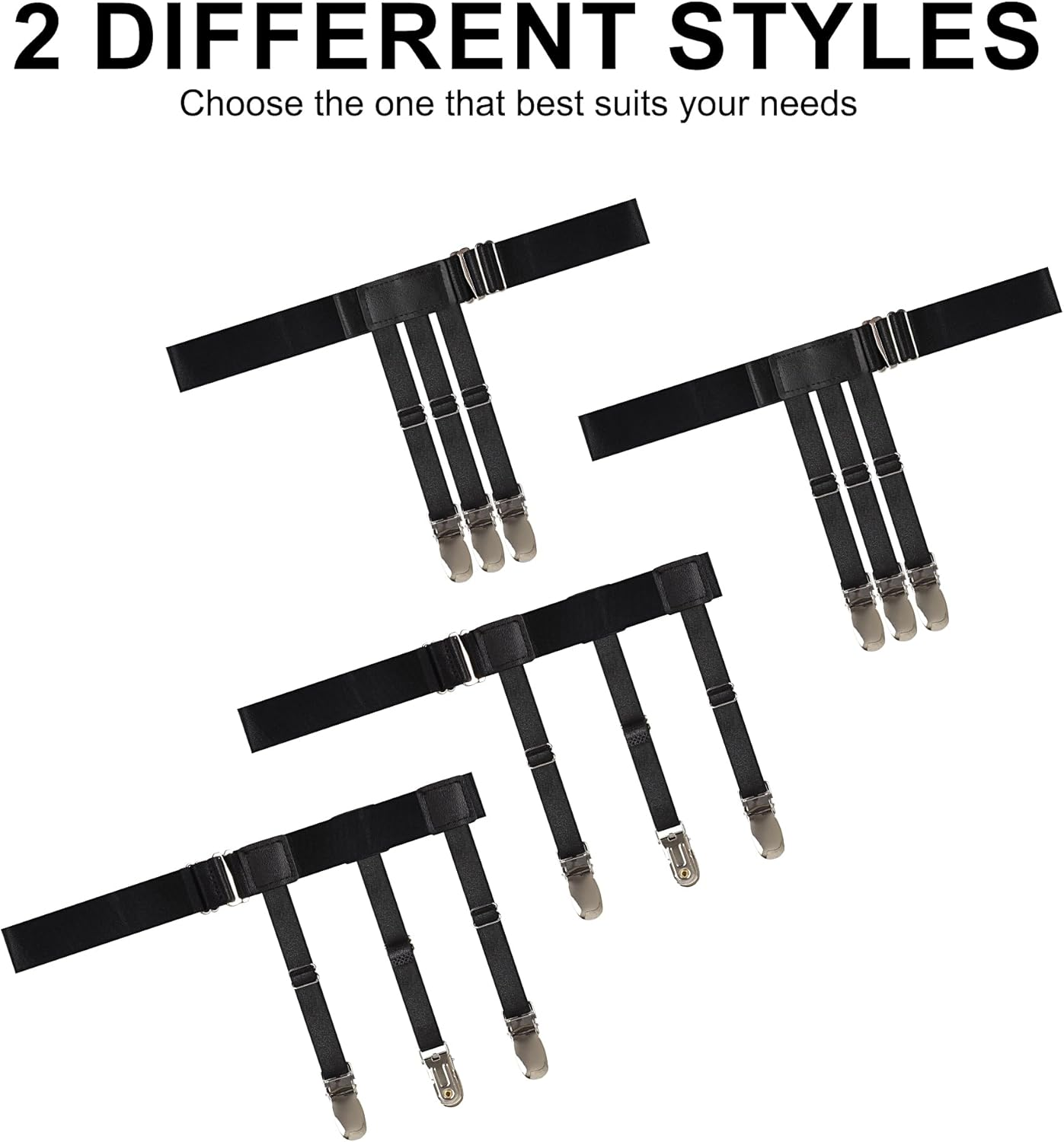 JUNART 2Pcs Men'S Elastic Shirt Garters Feature Non-Slip Duckbill Clips and Adjustable Straps, for Formalwear, Workwear and Suit Combinations image number 6