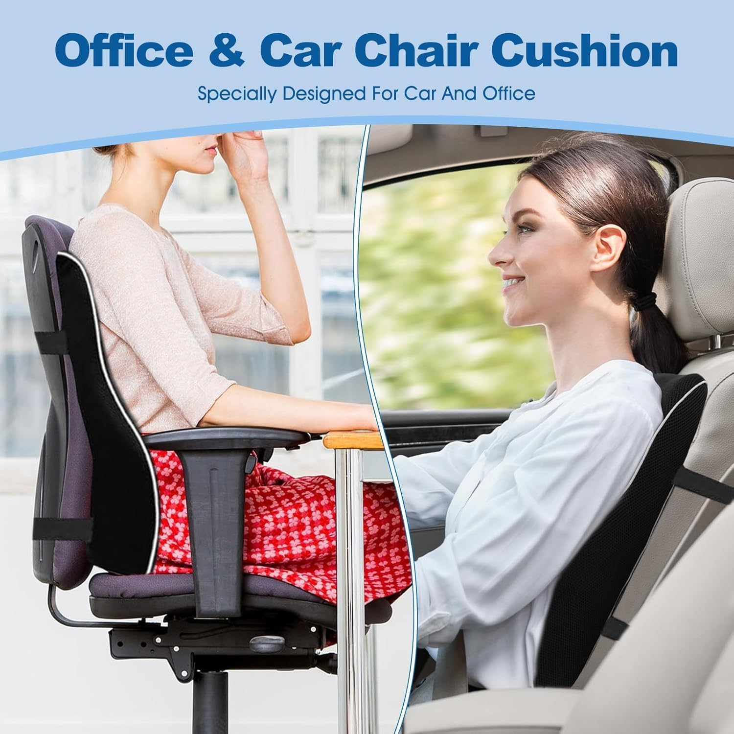 Lumbar Support Pillow for Office Chair,Office Home, College Dorm Room Essentials,Back Support Pillow for Car, Chair Cushions,Back Pain Relief,Mesh Cover Double Adjustable Straps image number 2