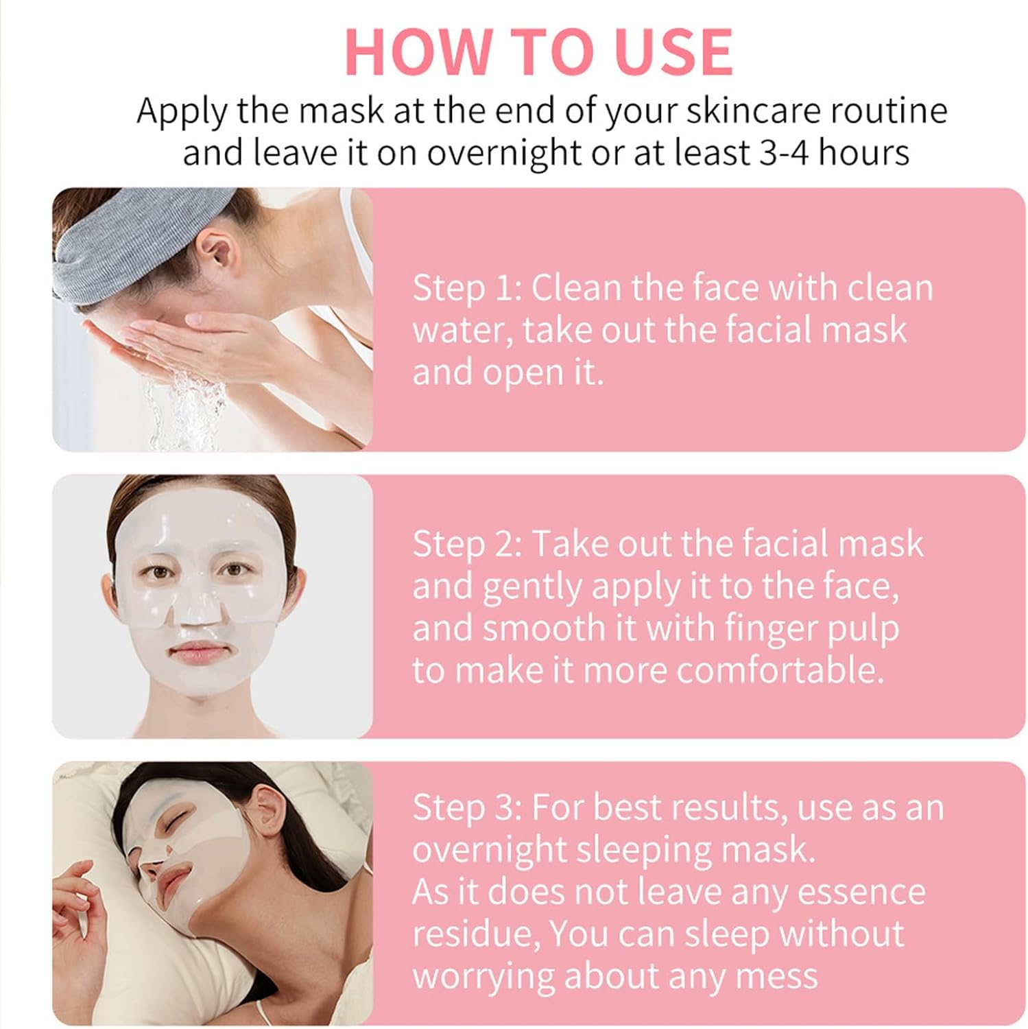 Bio-Collagen Mask,4Pcs Hydrating Korean Face Mask Facial Skin Care Products,Collagen Night Wrapping Mask for Face Skincare Overnight image number 4