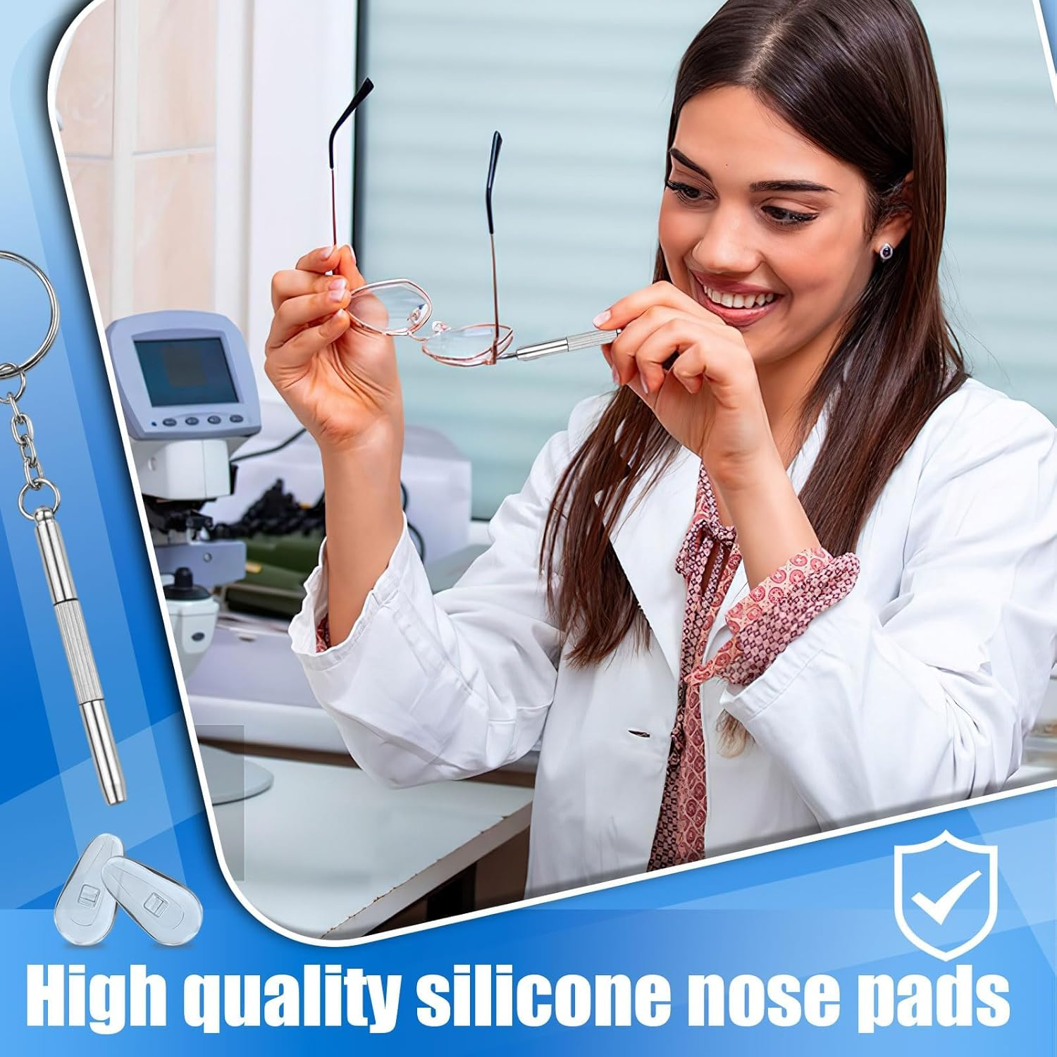 Eyeglass Nose Pads, 10 Pairs anti Slip Glasses Nose Pads, Soft Silicone Air Chamber Nose Pads for Replace Nose Pads and Repair Glasses (15Mm) image number 4