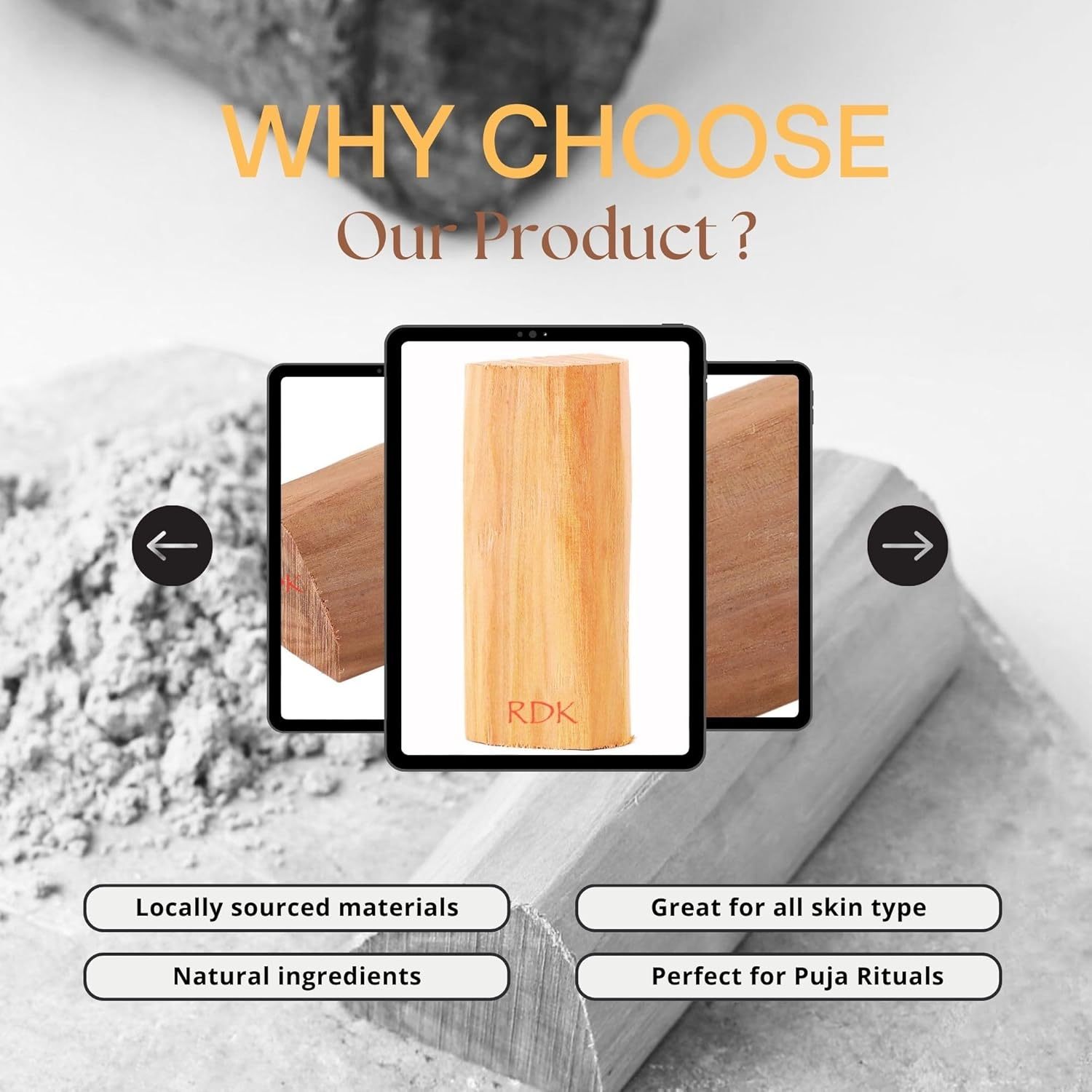 RDK Sandalwood Scented Processed Mysore Chandan Sticks (35-45 Grams)