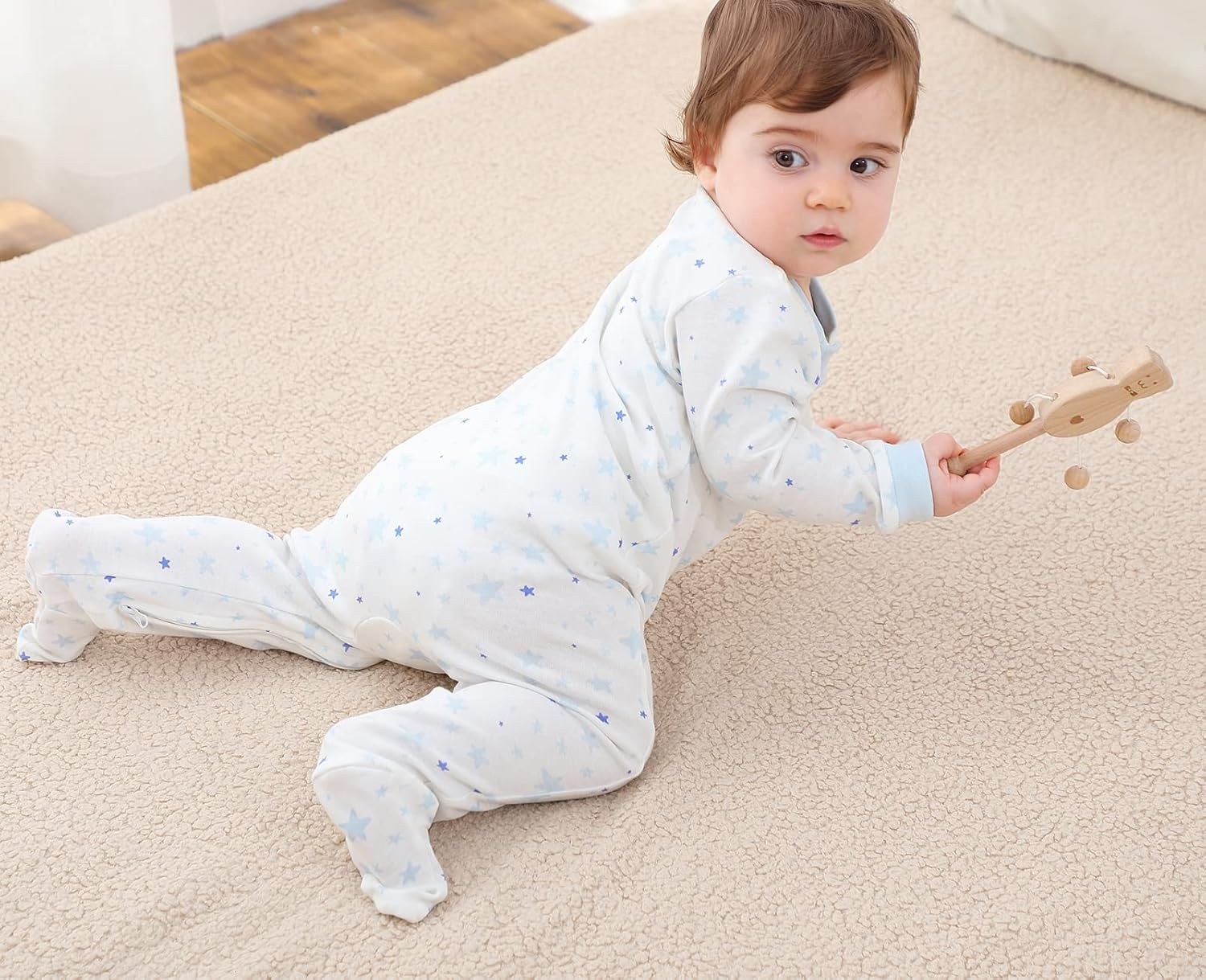 ZAV Solid Unisex Boys Girl Footed Jumpsuits Cotton Rompers Soft Infants Clothes Baby Shower Gifts image number 1