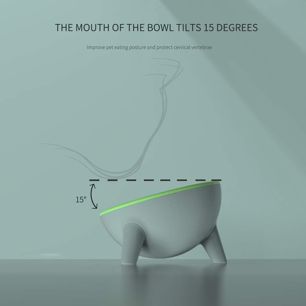 Cat and Dog Bowls, Stable Stand Multi-Purpose 15 Oz Large Capacity Wide Pet Dish, 15&deg;Tilted Pet Bowls, Dishwasher Safe, Shallow Feeder Bowls Pet Water Bowl for Small Dogs and Cats (Green) - Green image number 3