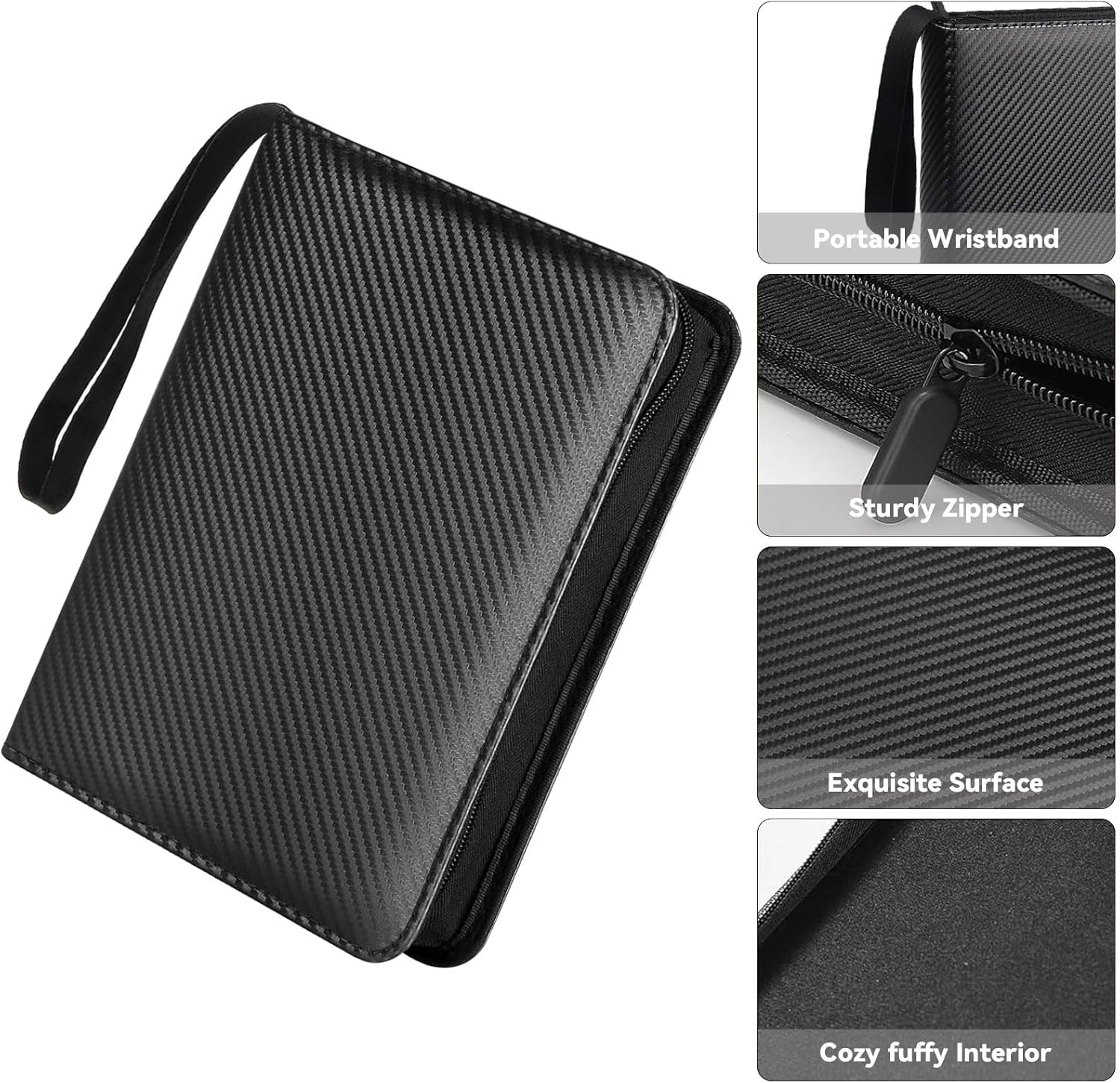 9 Pocket Card Binder with 50 Sleeves, Card Storage Binders 900 Pocket PU Cards Holder with Zipper Closure, Photocard Binders 3-Ring Card Collection Album for Game Cards Collection Binder, Sports, MTG image number 5