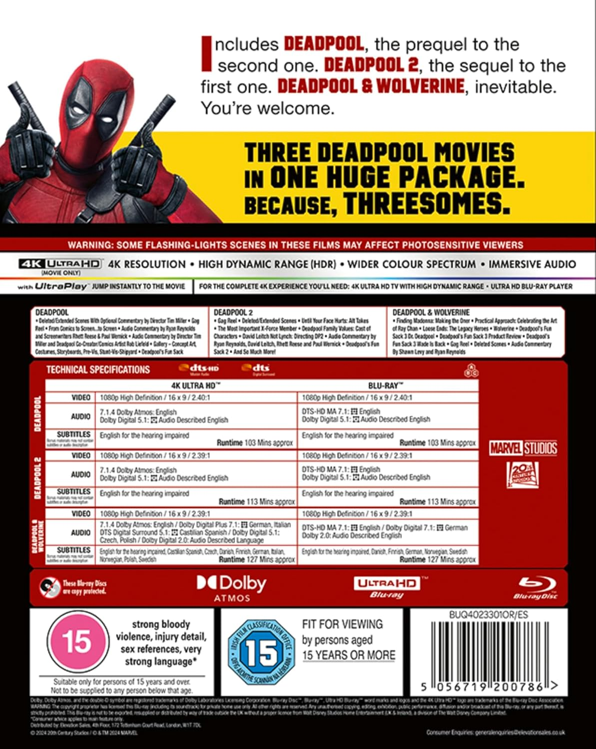 The Walt Disney Company Marvel'S Deadpool and Wolverine Triple Pack 4K UHD [Blu-Ray] [Region Free] image number 2