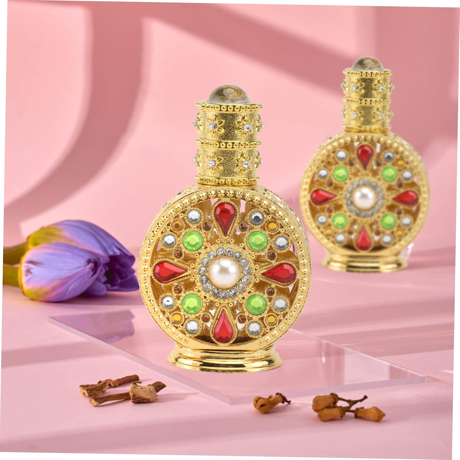 1Pc Elegant Perfume Bottle Aromatherapy Container Stylish Alloy Design for Travel for Women Decorative Bathroom Bedroom Accessory image number 6