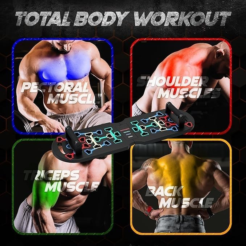 APEXORIGIN Push up Board Home Gym Pushup Board with Handles Professional Strength Training Equipment, Foldable Pilates Bar and 20 Fitness Accessories with Resistance Bands and Ab Roller Wheel image number 1