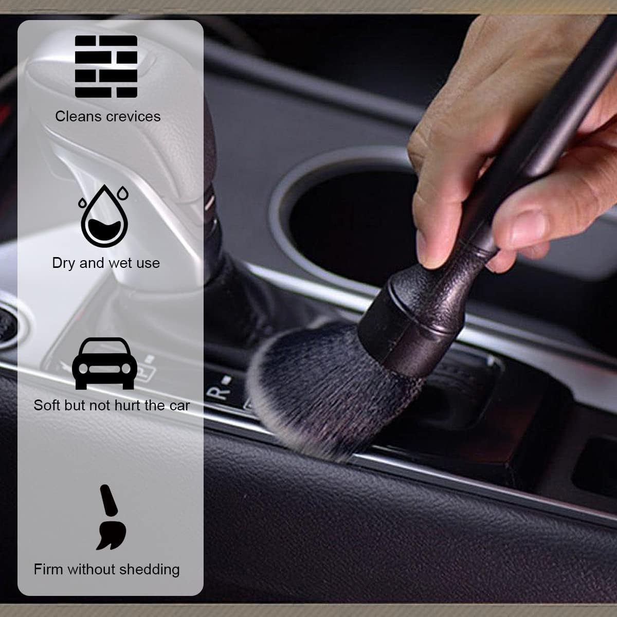 Pack of 2 Car Cleaning Brushes, Soft Detailing Brush, Car Dust Brush, Rim Brush, Car Care Cleaning Brush, Car for Cockpit Interior Fittings, Rims, Alloy Wheels, Engine, Engine Compartment image number 5