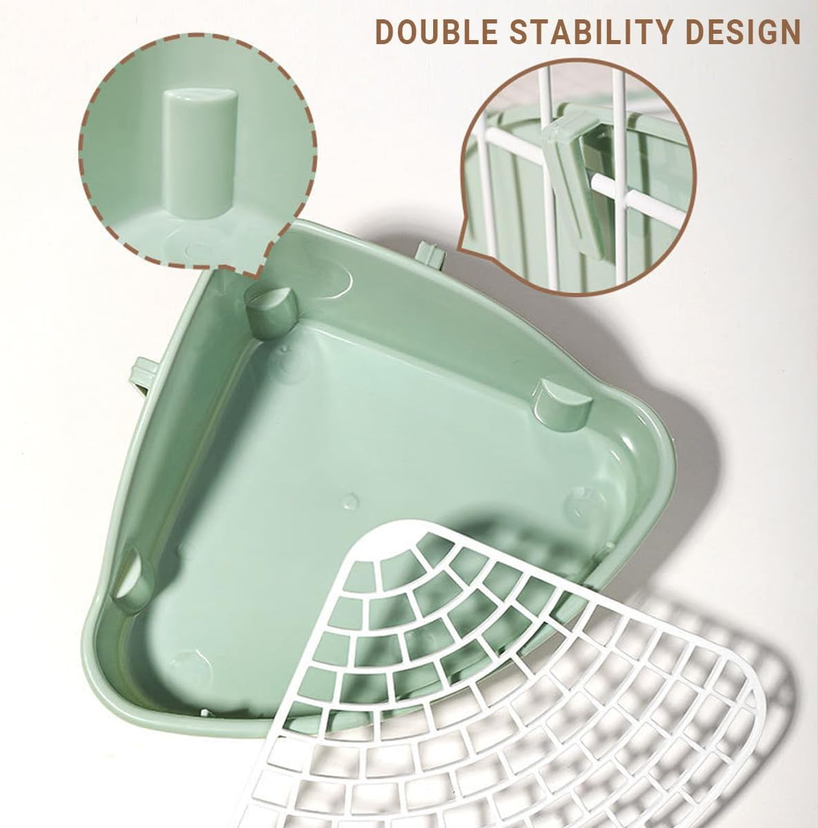 AIMALL Rabbit Litter Box with Secure Lock, Durable Small Pet Toilet, Easy-Clean Hygienic Grid, High Back Design for Small Animals, 9.45X7.09X4.33 In - Blue image number 4