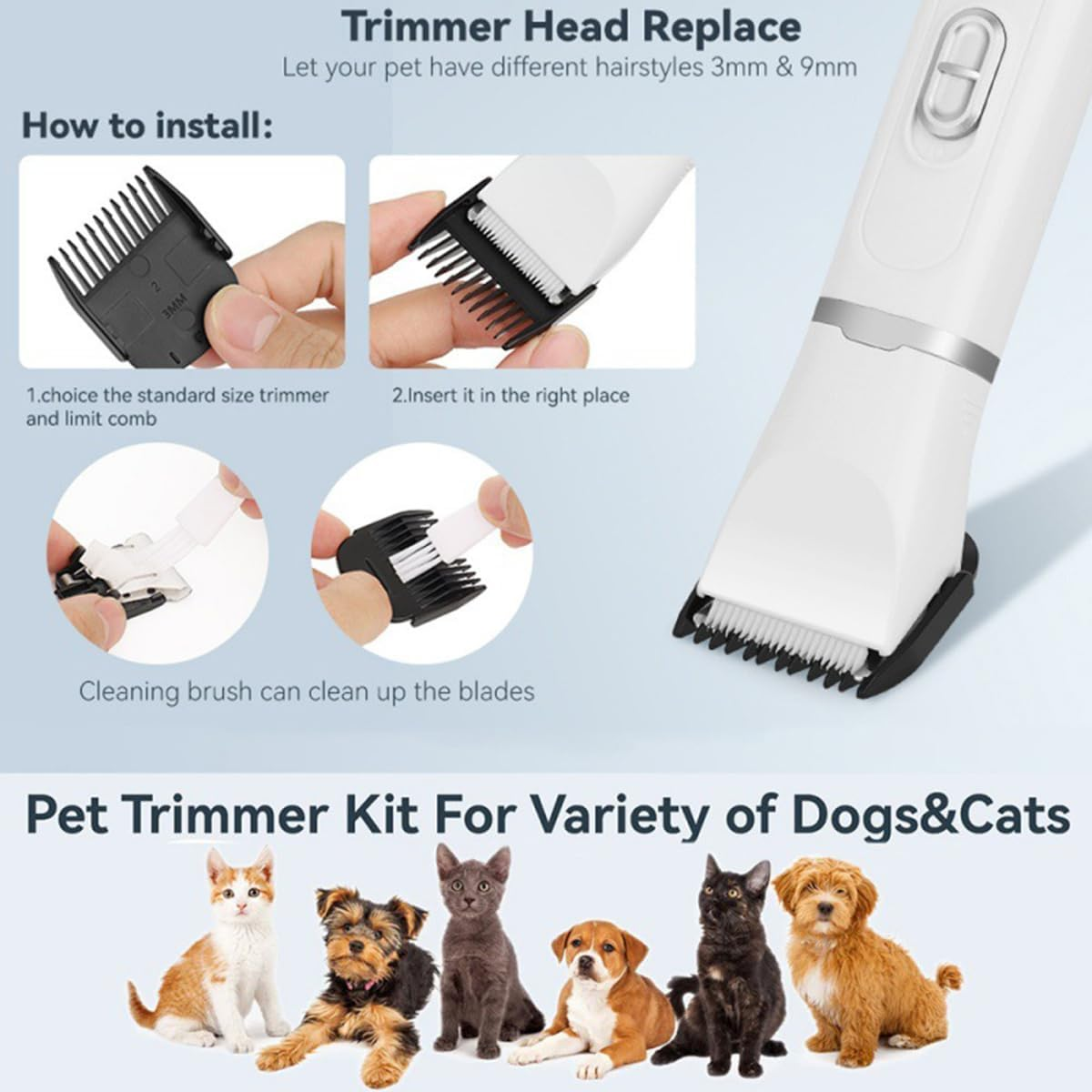Dog Grooming Dog Clippers Grooming, 4 in 1 Kit Paw Trimmer，With Paw Trimmer&Dog Nail Grinder Professional Pet Clippers image number 4