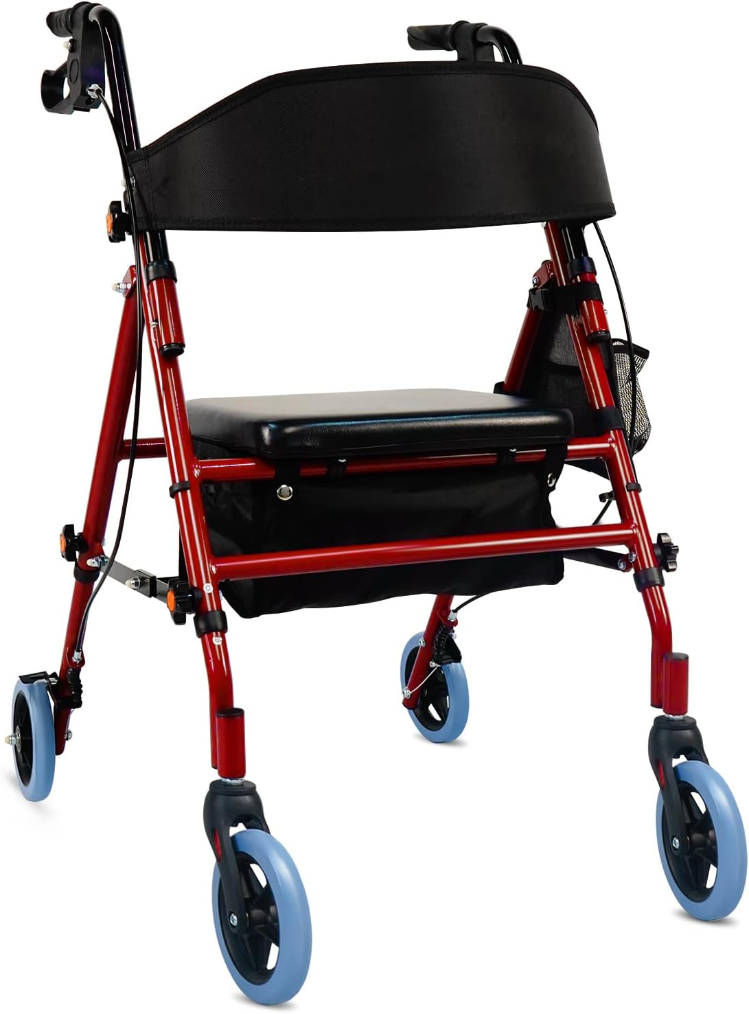USOR Steel Rollator Walker with Seat Adjustable Handles 6&rdquo; Wheels Foldable Supports up to 140KG Medical Walker for Mobility Impaired Rollator for Seniors image number 5