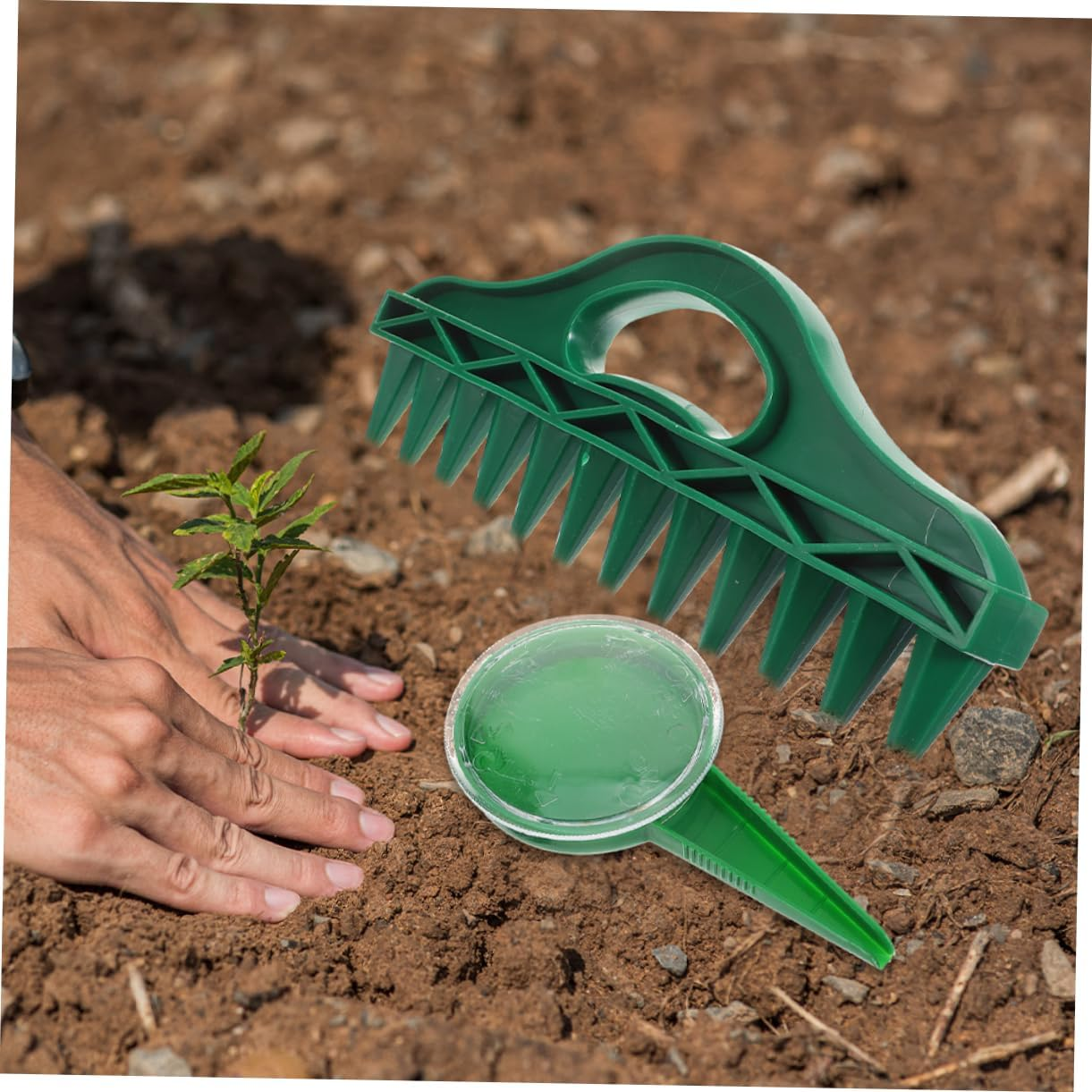 2Sets Garden Dibber Planting Dibber Gardening Tool Handheld Soil Digger Hole Punch Practical Planting Tool image number 2