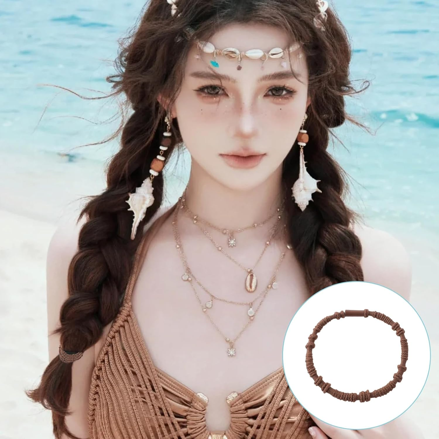 Scrunchies, Elastic Hair Bands, Pack of 20, Boho Hair Bobbles Bracelets, Braided Hair Bands, Elastic Hair Scrunchies for Women and Girls, Thin Hair, Curly Hair, Heavy, Long Hair