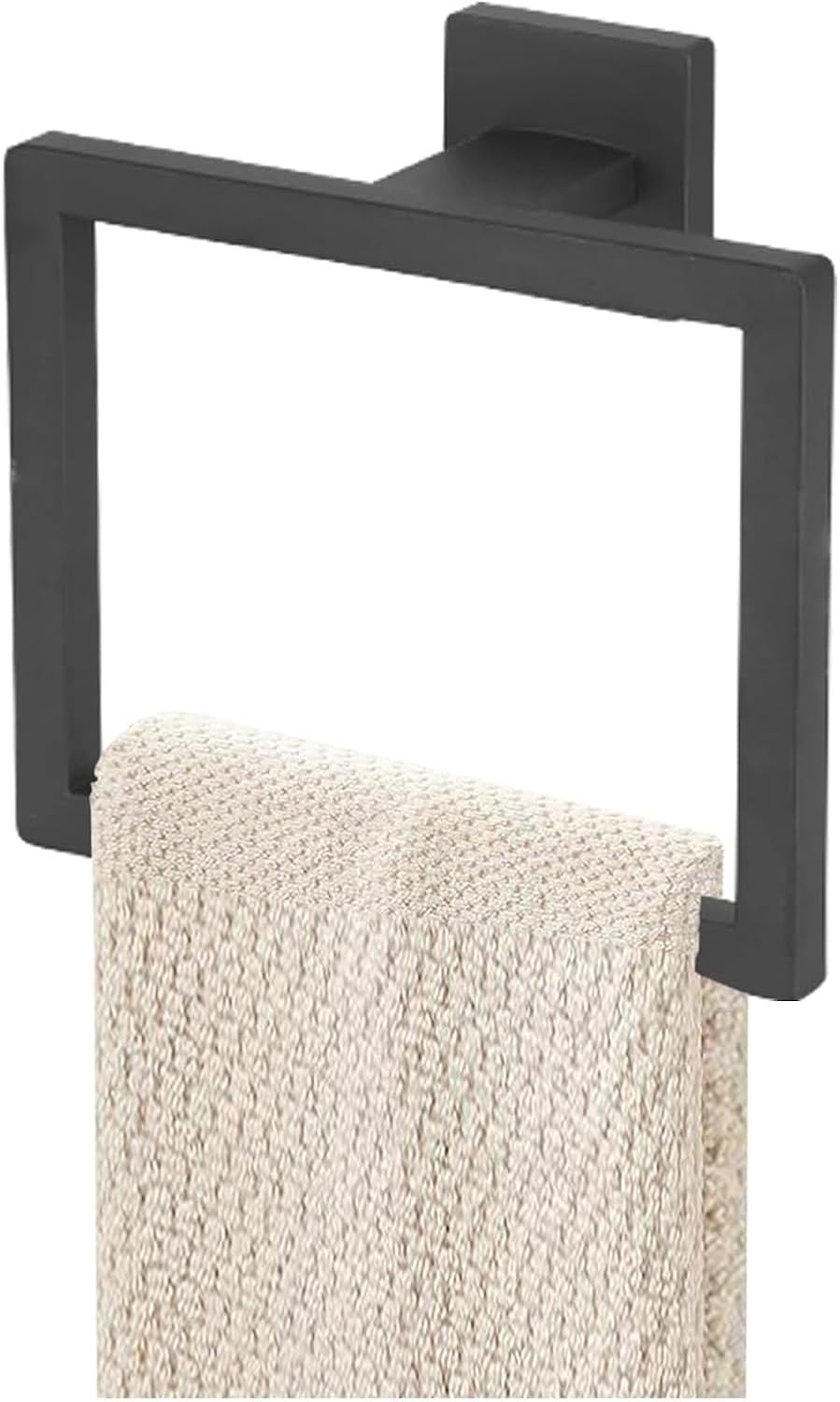 RIKONDA Matte Black Towel Ring Holder - 304 Stainless Steel Bathroom Towel Rack, Modern Square Design with Hidden Screws, Rustproof & Durable for Kitchen, Laundry, Hotels image number 4