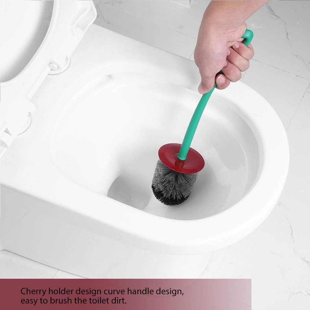 Cherry Shape Toilet Brush and Holder Set, Sturdy Bristles, Portable Canister, Durable, Cherry Design Curve Handle (Dark Red) image number 1