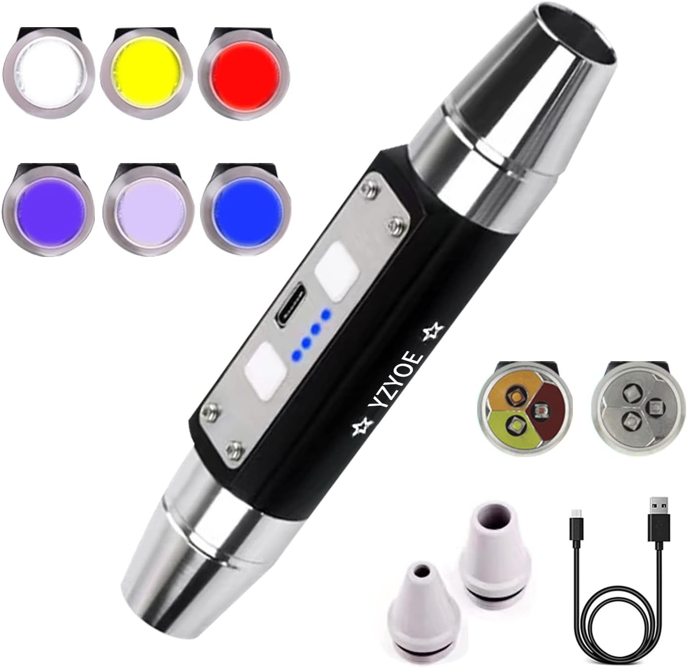 YZYOE Six Leds Rechargeable Gemstone Flashlight Jade Appraisal Light, Super Bright Jewelry Diamond Detector Lamp. image number 5