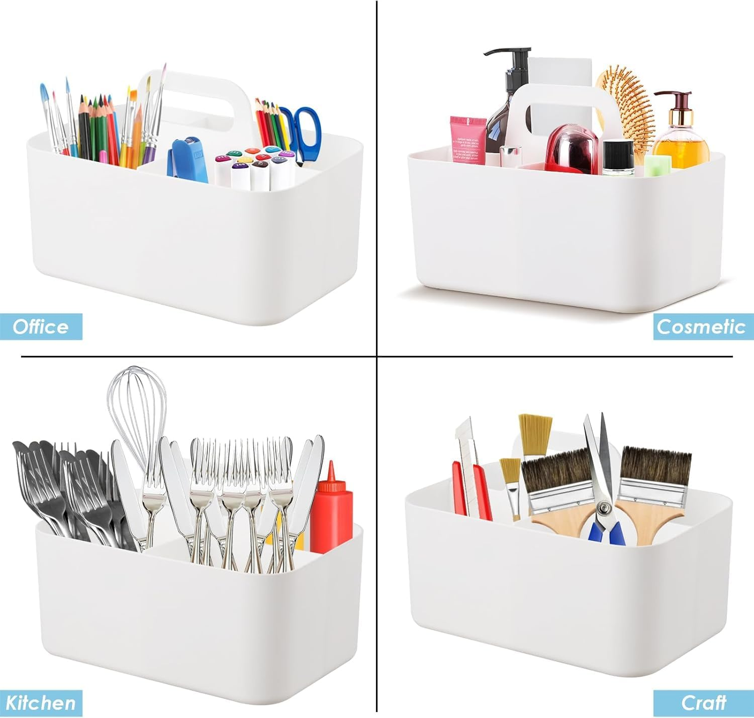 Stackable Multipurpose Organizer Caddy - Storage for Dog Grooming Supplies, Desk Accessories, Pens & Pencils, Bathroom & Dorm Room Essentials with Adjustable Compartments image number 3