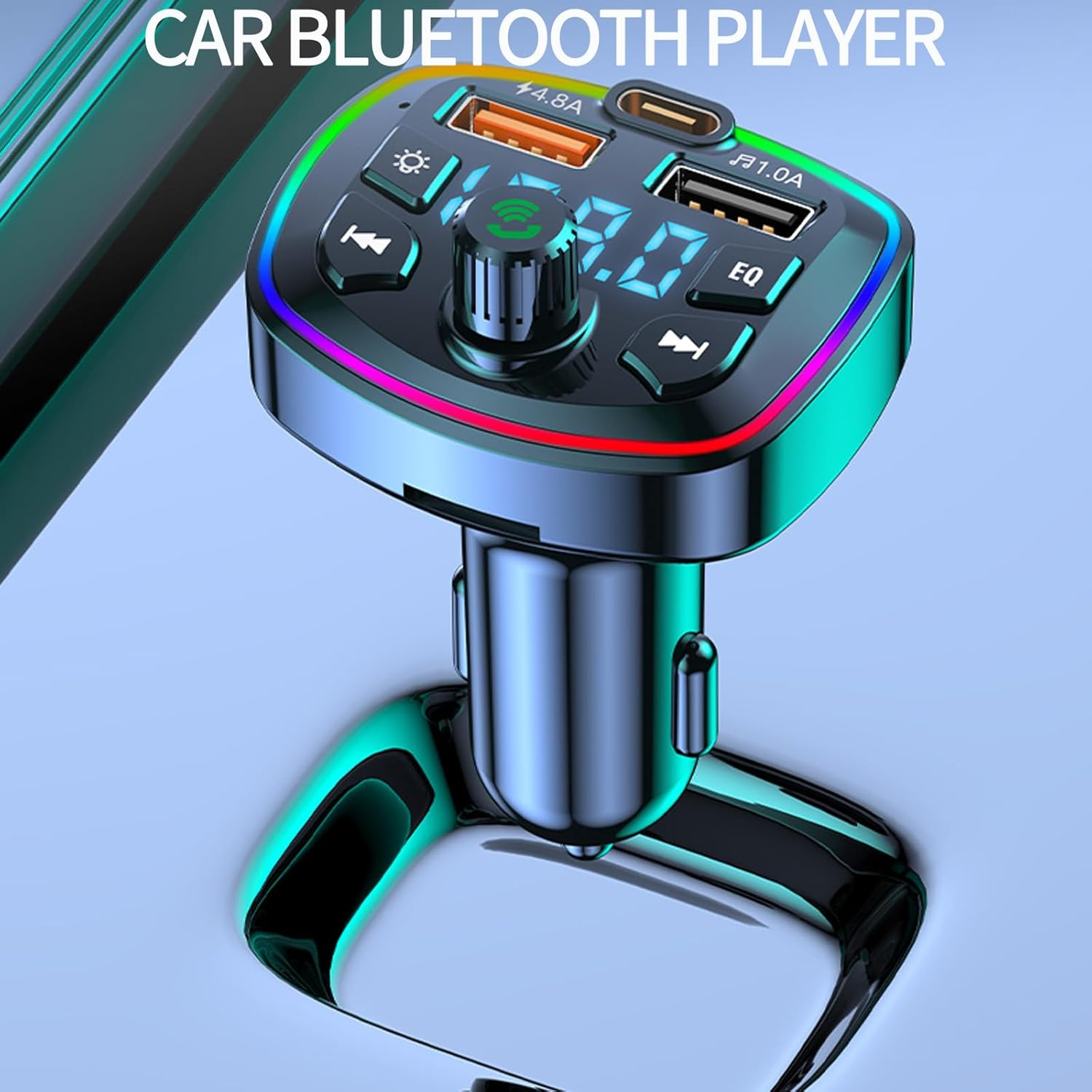 Bluetooth FM Transmitter Car Adapter Dual USB Quick Charge, Hands-Free Calling, Supports TF Card & USB Drive MP3 Playback for Cars image number 6