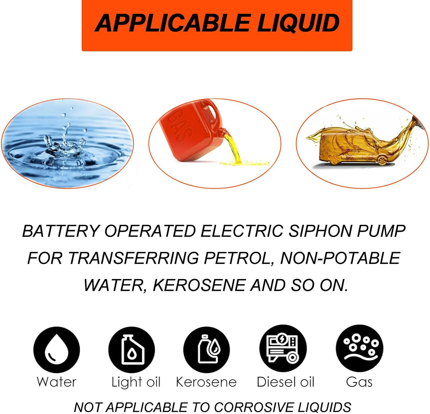 Electric Transfer Pump,Portable Power Battery Pump with Flow Control Nozzle,2.4 Gallons/Min Battery Operated Electric Siphon Pump,Fuel Transfer Pump Suitable for Cars,Motorcycles,Boats