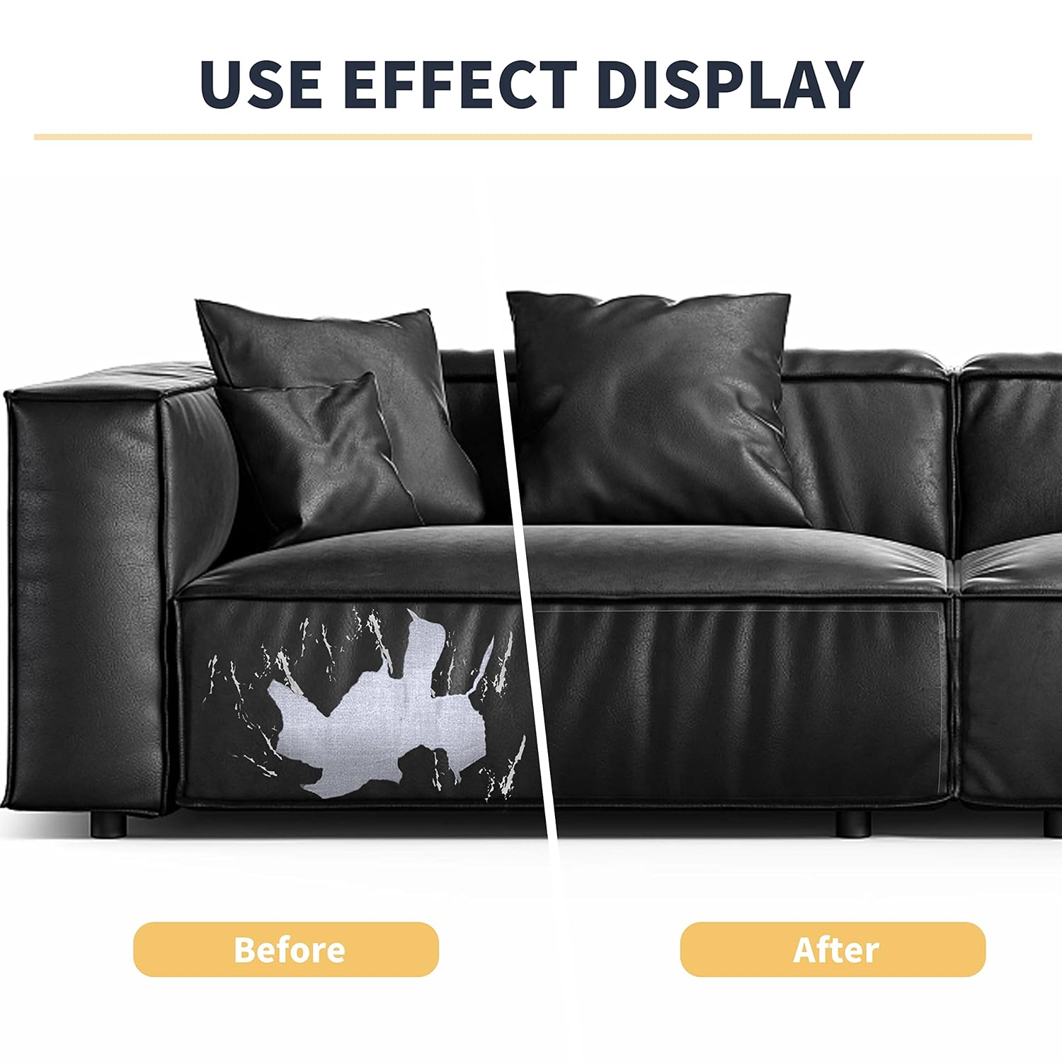 Leather Repair Patch，Leather Repair Tape, 12 X 48 Inches Leather Repair Patch for Furniture,Vinyl Repair Kit，Leather Couch Patch，For Sofas, Furniture, Car Seats, Office Chairs(Black) image number 2