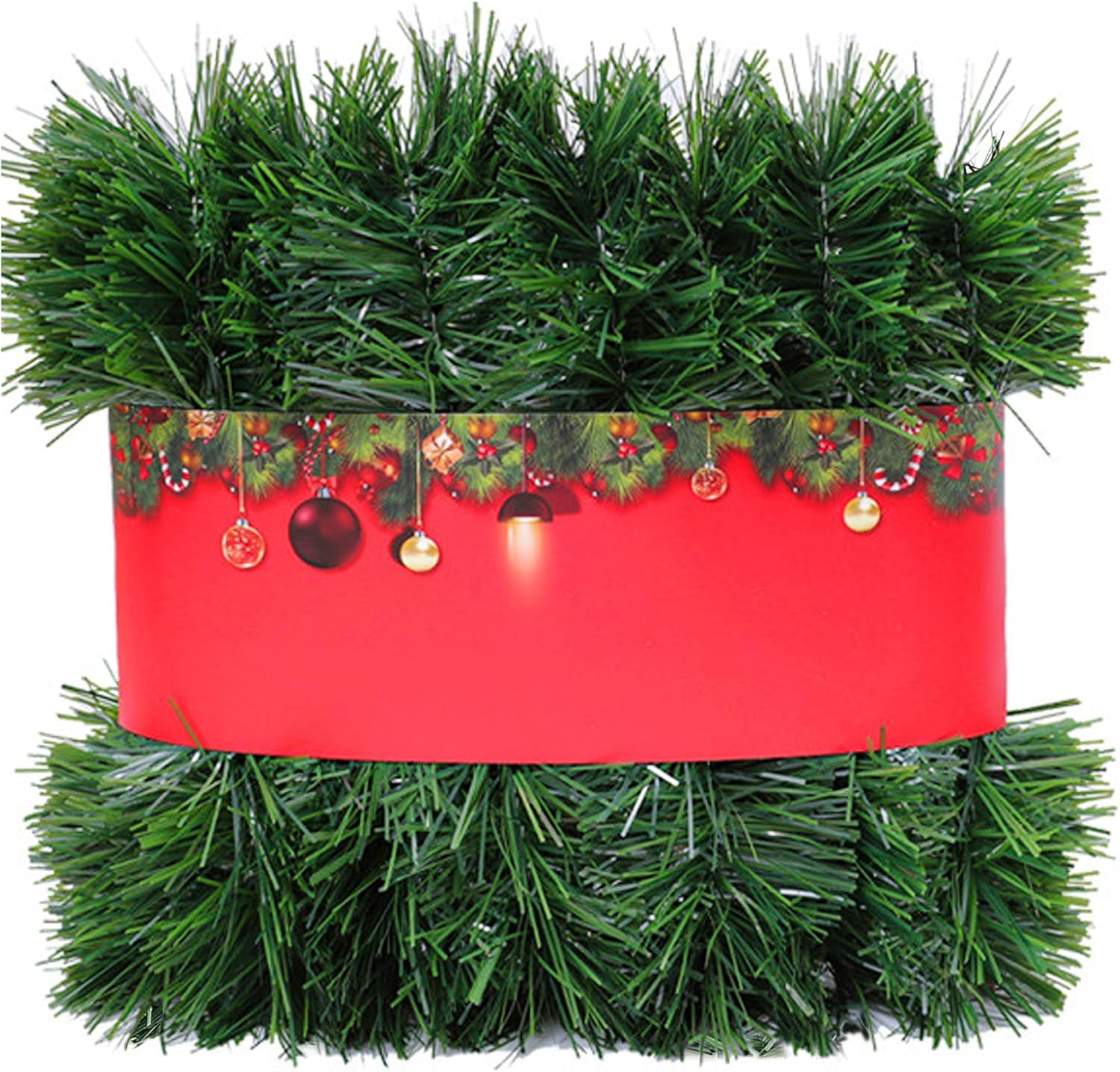 Christmas Garland Christmas Decorations, 50FT Green Christmas Tree Garland Decor DIY Artificial Garland Holiday Outdoor Decorations for Stairs Railing, Fireplace, Staircase, Window, Door image number 2